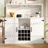 Aparador (120x40x120 cm), Modern y minimalist, elegant Veta de Madera, estante para Copas de vino, almacenamiento multicapa, elegant decoración Blanca con Negro, partición - details 0