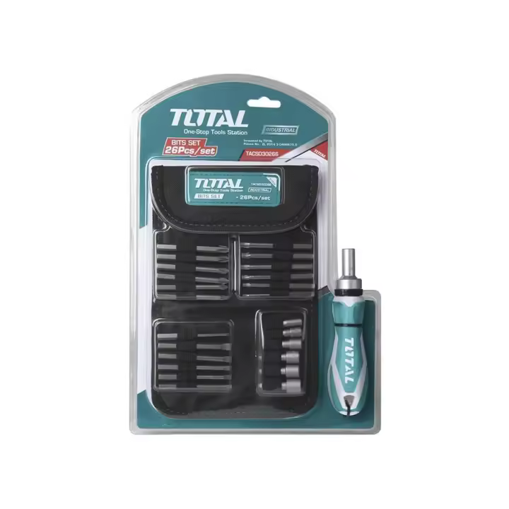 Total Tools Juego de destornillador con carraca y puntas 26 Piezas - 1