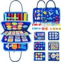 Libro Educativo Sensorial para Niños y Niñas, Juguete Montessori Portátil con Actividades Interactivas, Colores, Formas, Números, Letras y Animales, Libro Didáctico de Fieltro para Aprender Jugando, Disponible en Azul, Rosa y Verde - details 0