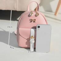 Mochila Mini Para Mujer En PU Cuero Kawaii Estilo Gracioso Bagpack Pequeño Para Escuela Con Lazo Y Hojas Vacías Moda Casual - details 1