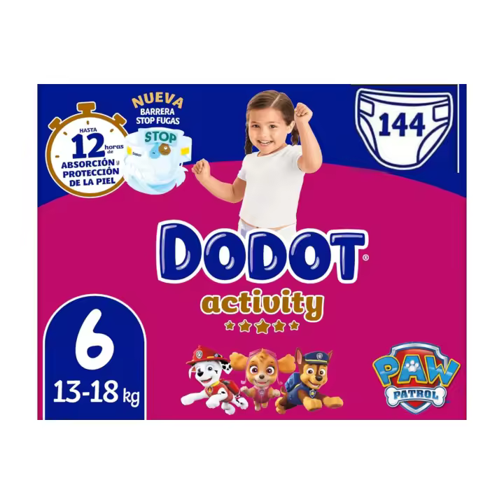 Dodot Activity, Pañales Talla 6, 13-18 kg, Pack Ahorro 144 Unidades - 1