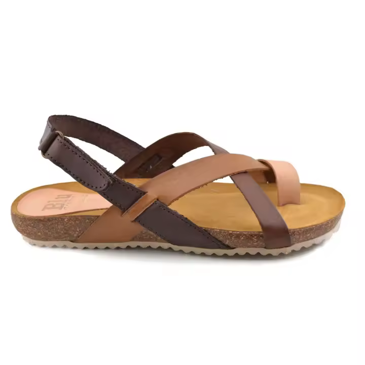 Morxiva Shoes - Sandalias Bio de Piel Marrones - Corte Exterior E Interior de Piel - Plantilla Bio de Piel Acolchada - Cierre con Velcro - Suela Antideslizante - Altura de Piso 2 5 Cm - Fabricadas en España - 1