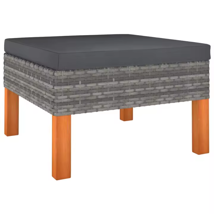 Reposapiés de ratán sintético y madera maciza de eucalipto - 1