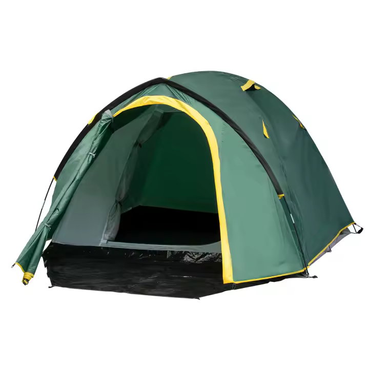 Tienda de campaña de la cúpula 2-3 personas 190T poliéster de Fibre de Vidrio Verde + Amarillo 325x183x130cm Clavo - 1