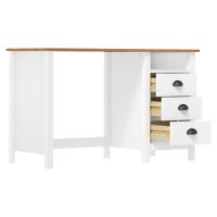 vidaXL Escritorio Hill con 3 cajones madera de pino 120x50x74 cm Blanco y marrón - details 2