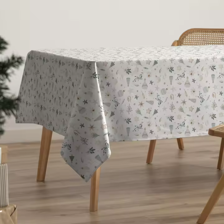 Gamusi Mantel navidad antimanchas algodón estampado impermeable tacto tela BLOOM - 1
