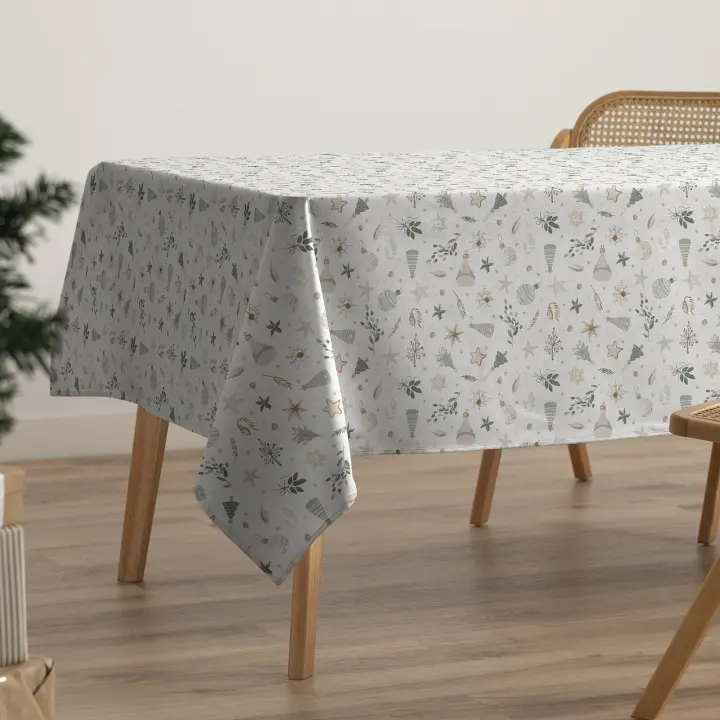 Gamusi Mantel navidad antimanchas algodón estampado impermeable tacto tela BLOOM - 1