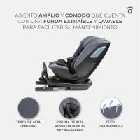 Asalvo Silla de Auto Panafix i‑Size 40–150 cm – Giro 360°, Isofix + Top Tether, Contramarcha Prolongada, Reclinable, Protecciones Laterales y Tejido Lavable - details 2