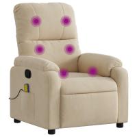 vidaXL Sillón reclinable de masaje tela de microfibra Marrón, Gris claro, Gris oscuro Sillon Dormitorio Sillon Comodos Silla Relax Sillón Sofá - details 4