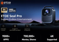 ETOE Seal Pro Proyector, 1000 ANSI, 1080P nativo, Google TV, enfoque automático, corrección trapezoidal automática, 2 altavoces estéreo de 10 W, sonido ampliable, a prueba de polvo - details 0