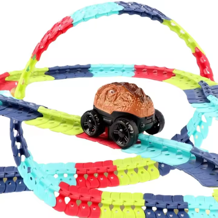 Juguete De Carreras Para Niños Set De Pistas Eléctricas Con Velocidad Cambiable Y Ferrocarril Mágico Flexible Regalo De Cumpleaños Para Niños - 1