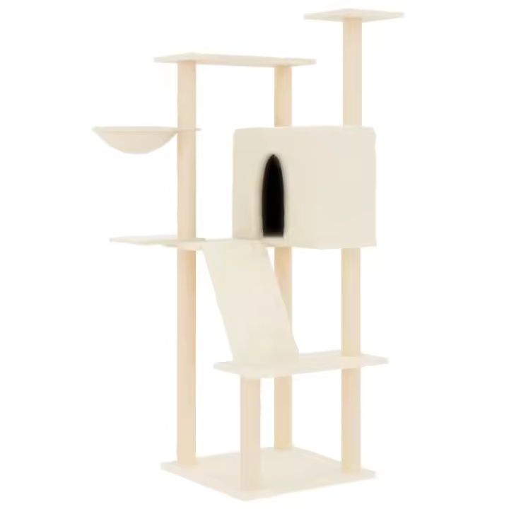 vidaXL Rascador para Gatos con Postes Árbol Torre de Escalada Sisal Color Crema,  Gris claro,  Gris oscuro y mas - 1