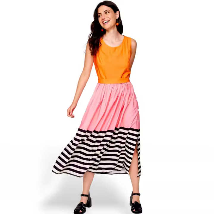 Vestido Estrella Gloria de Smile, tirantes, botones laterales, lazada, corte flojo, 100% viscosa. Colección solidaria. - 1
