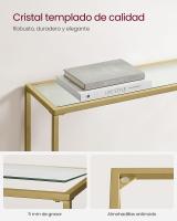 Mesa Consola con Tablero de Vidrio Templado y Patas Ajustables - Mesa de Entrada o Extremo del Sofá, Marco de Metal, Disponible en Dorado o Negro - details 4