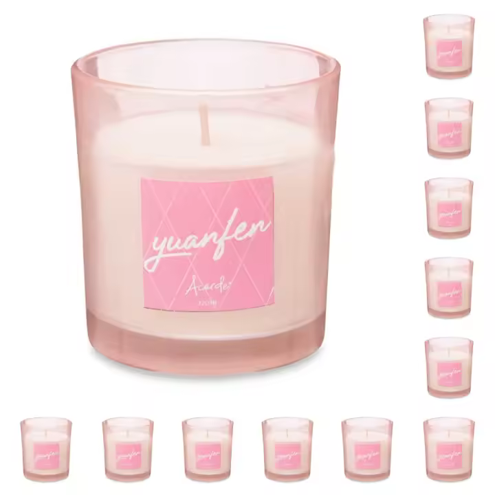 Bellas Extensiones- Acorde Vela Vaso de cristal aroma Peonia 120g (12 unidades), Vela perfumada para el hogar. fragancia hogar fabricado en españa. - 1