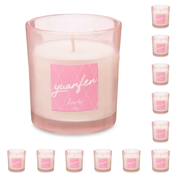 Bellas Extensiones- Acorde Vela Vaso de cristal aroma Peonia 120g (12 unidades), Vela perfumada para el hogar. fragancia hogar fabricado en españa. - 1