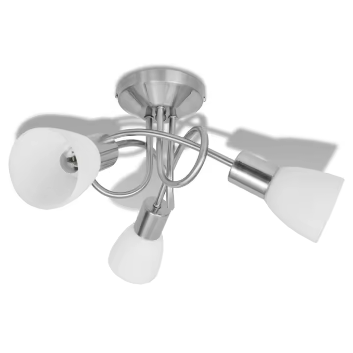 vidaXL Lámpara de Techo Moderna E14 Metal Cristal Gris y Blanca 3 bombillas Cantidad de bombillas Circular,  Bol,  Cono y mas - 1