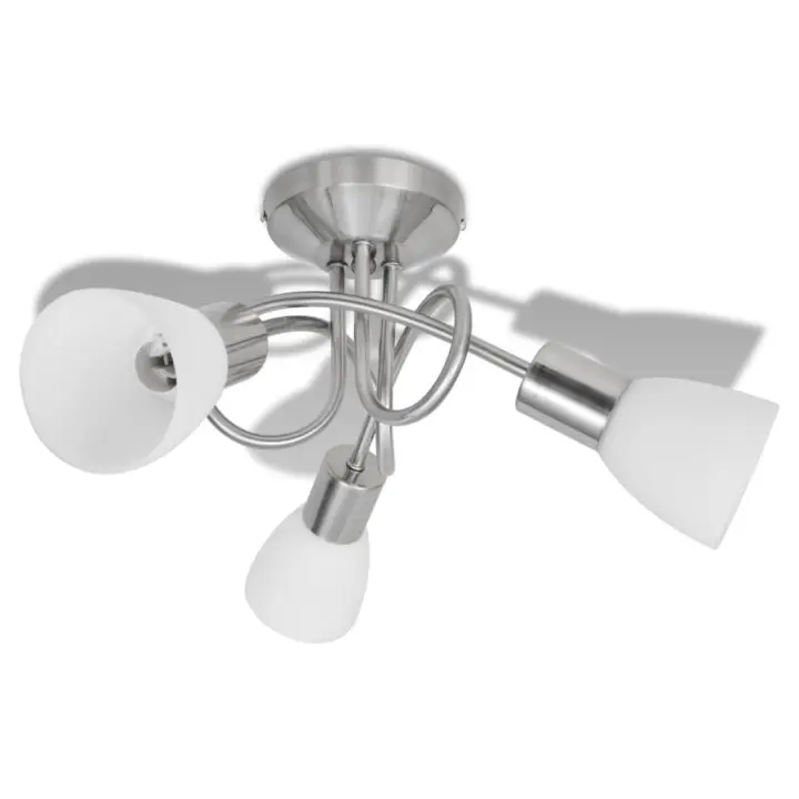 vidaXL Lámpara de Techo Moderna E14 Metal Cristal Gris y Blanca 3 bombillas Cantidad de bombillas Circular,  Bol,  Cono y mas - 1