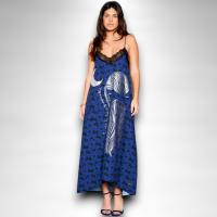 Vestido Night Anabel Lee - Lencero Fluido con Mariposas y Glitter Plateado - details 1