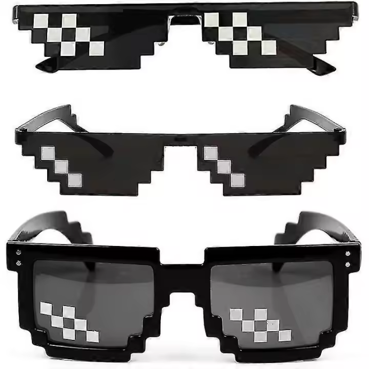 [Paquete de 3] Gafas de sol unisex para hombre y mujer, con diseño de mosaico de píxeles de 8 bits, color negro - 1