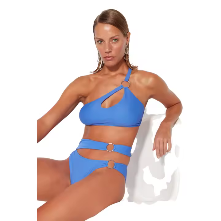 Trendyol Saks One-Shoulder Accessorized Bikini Tops Tbess23Bu00218 - 1