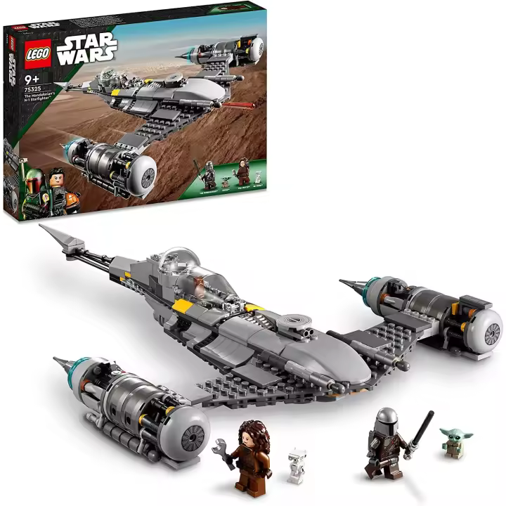 LEGO 75325 Star Wars Caza Estelar N-1 de The Mandalorian, Set Construcción, Libro de Boba Fett, Mini Figuras Baby Yoda y Droide - 1