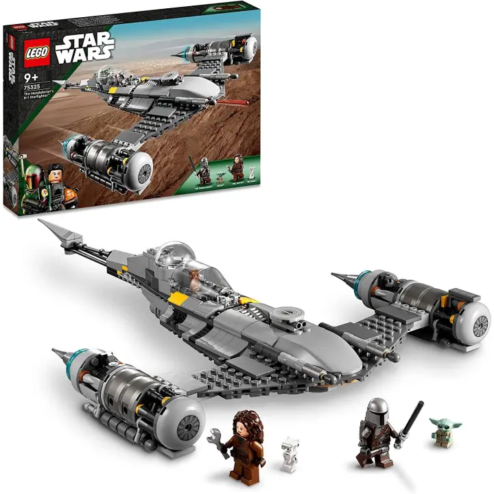 LEGO 75325 Star Wars Caza Estelar N-1 de The Mandalorian, Set Construcción, Libro de Boba Fett, Mini Figuras Baby Yoda y Droide - 1