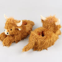 Chinelos De Vaca Highland Escocesa Para Mujeres Y Hombres Regalos Suaves Y Antideslizantes Chinelos De Interior De Peluche - details 3