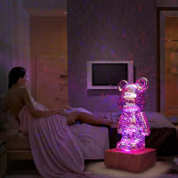Luz Nocturna LED Proyección 3D De Ondas De Choque De Osos Con Colorido USB Decoración Atmosfera Ajustable Para Habitación Decorativo De Vidrio - details 9