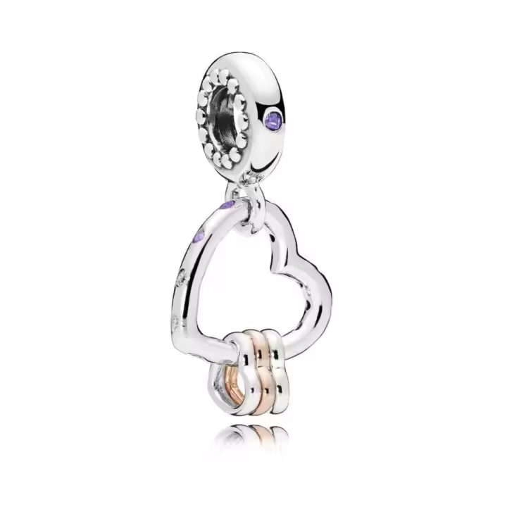 PANDORA Charm Colgante Plata Rose con Cristal y Corazones - Joyería Mujer - 1