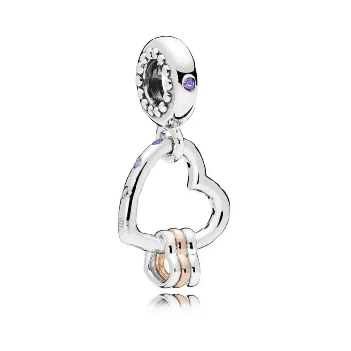 PANDORA Charm Colgante Plata Rose con Cristal y Corazones - Joyería Mujer - 1