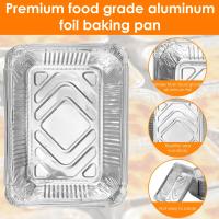 50/100pcs Bandejas De Aluminio Con Tapa Antideslizante Para Horno Aire Freidora Cocina Utensilios De BBQ Platos De Aluminio Grado Alimenticio Para Hornear Y Cocinar - details 6
