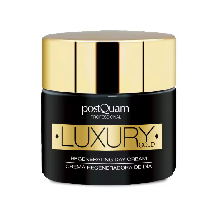 PostQuam - Crema Facial de Día Antiedad Regeneradora e Hidratante Luxury Gold - Crema Acido Hialuronico con Manteca de Karité, Aceite de Almendras y Oro Coloidal - Crema Reafirmante y Tonificante de Textura Suave y Sedosa - 50 ml - 1