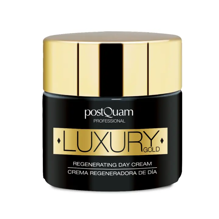 PostQuam - Crema Facial de Día Antiedad Regeneradora e Hidratante Luxury Gold - Crema Acido Hialuronico con Manteca de Karité, Aceite de Almendras y Oro Coloidal - Crema Reafirmante y Tonificante de Textura Suave y Sedosa - 50 ml - 1