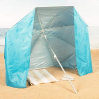 Aktive - Sombrilla playa 2 en 1 con paravientos 200 cm, mástil aluminio, protección solar UV50 con revestimiento plateado, 8 varillas fibra vidrio, diseño portátil, funda transporte incluida, accesorios verano, sombrillas - details 4