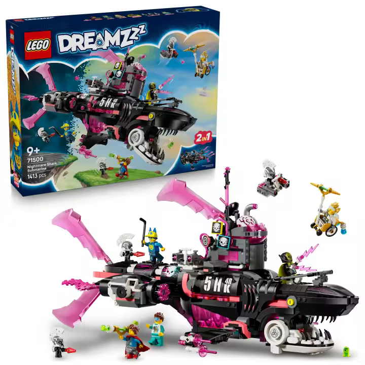 [PREVENTA] LEGO® DREAMZzz™ Submarino-Tiburón de las Pesadillas Juguete, Regalo de Fantasía para Niños y Niñas desde 9 años, Modelo de Vehículo, Minifigura de Mateo y Figuras de Villanos 71500 - 1