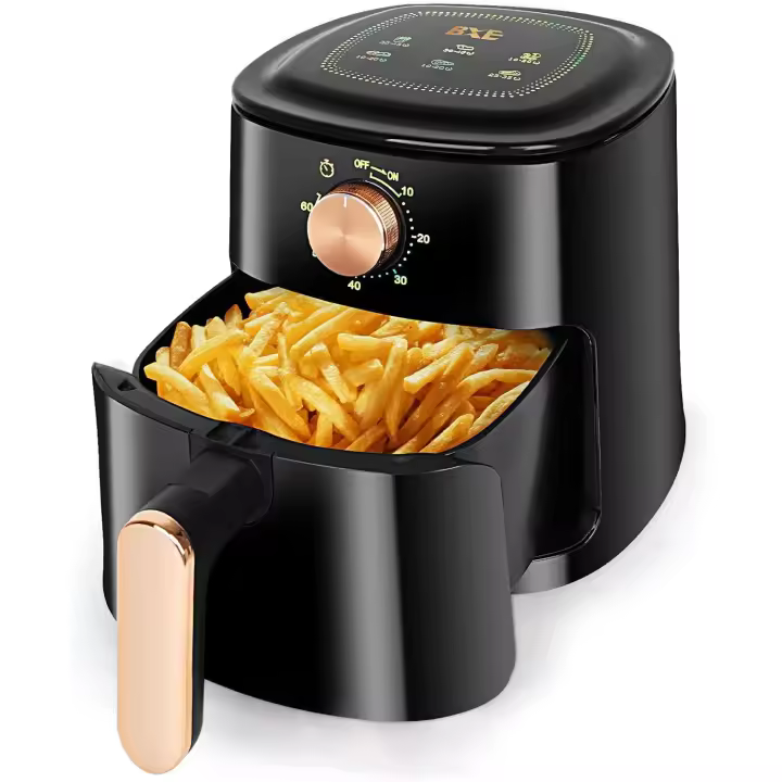 Freidora de aire 4L Negro, Air Fryers Sin Aceite, con Cesta, fácil limpieza, controles simples de perilla, Temporizador, cocina saludable para familias de 1 a 4, diseño de cuerpo mate - 1