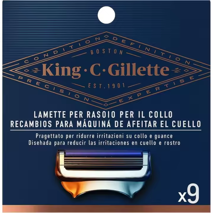 Gillette King C. recambios para maquinilla de afeitar barba del cuello para hombre. Pack de 9 - 1