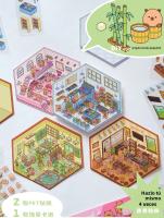 2pcs Pegatinas 3D De Escena Miniatura Cartoon Para Niños Stickers De Paisaje De Casa Para Manualidades Y Regalo Creativo - details 0