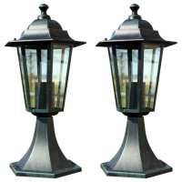 vidaXL Lámpara de jardín 2 uds aluminio verde oscuro/negro - details 0