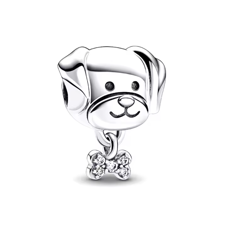 Pandora Charm de Colgante en Plata de Ley Charm de Perrito y Hueso 792254C01，Incluye Caja Original - 1