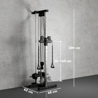 SPORTNOW Máquina Polea Alta y Baja de Pared, de Doble Polea Ajustable en 15 Posiciones, Máquina de Musculación, Multifunción Lat Pulldown para Entrenamiento de Fitness en Gimnasio, Casa - details 2