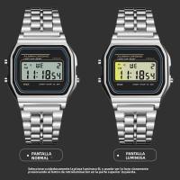 Reloj Digital Elegante Para Mujer En Oro Y Plata De Acero Inoxidable Reloj De Pulsera Electrónico Para Negocios Y Hombres - details 6