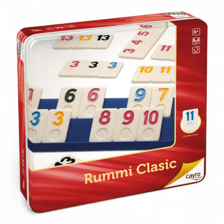 Rummi Classic Cayro – Edición en Caja de Metal - Juego de Mesa - Juego Educativo para Niños - Aprenden Mientras Juegan - de 2 a 6 Jugadores - 1