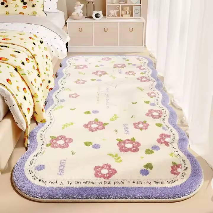 Alfombra De Area De Peluche Con Diseño De Flor Para Sala De Estar Y Dormitorio Antideslizante Alfombrilla De Puerta Ultra Suave Lavable Absorbente Alfombra De Baño Alfombrilla De Piso - 1