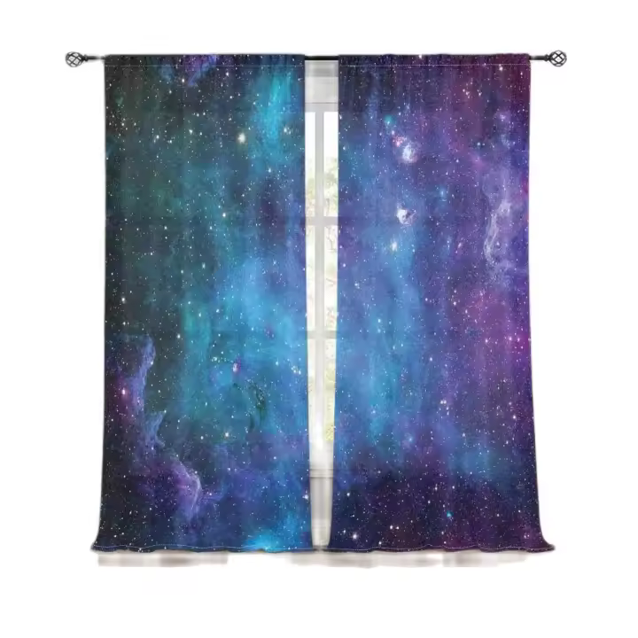 Cortinas Modernas De Galaxia Cósmica 3D Para Sala De Estar Dormitorio Estudio Decoración Cocina 2 Paneles Con Impresión De Estrellas - 1