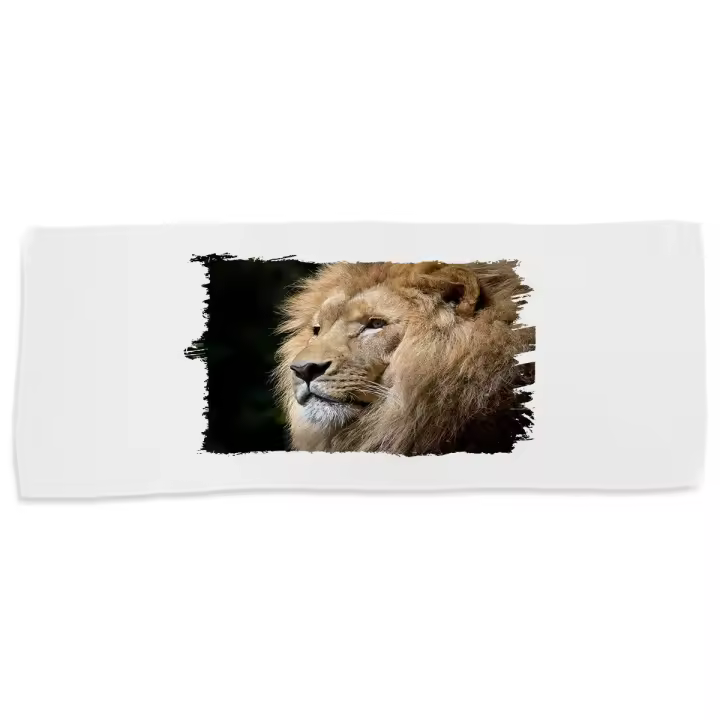 MERCHANDMANIA TOALLA MEDIANA GIMNASIO ABSORBENTE leon majestuoso salvaje selva savana feroz fiera suave con bolsita - 1