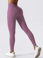 Pantalones De Yoga V-Forma Alta Rebound Levantamiento De Caderas Pleated Sudaderas Entrenamiento Correr Fitness Leggings De Yoga Para Mujer Cintura Elástica Material Poliéster Sin Bolsillos Transpirables Y Cómodos - details 29
