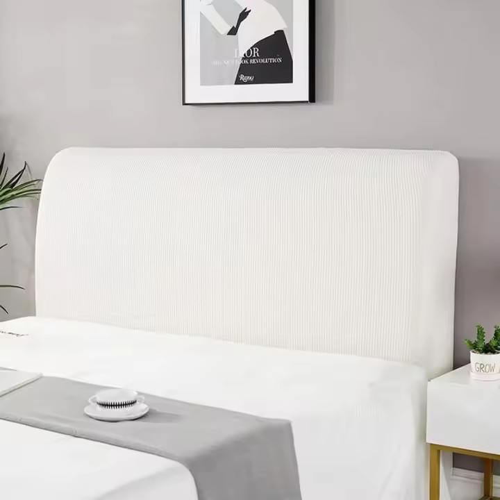 Fundas/Fundas Para Cabecero, Fundas Para Cabecero Color Sólido Acolchado Box Spring Cover Antipolvo Elástico Todo Incluido Cabecero Cover Dormitorio Réplica Crema Blanco Suéter 120-140 - 1