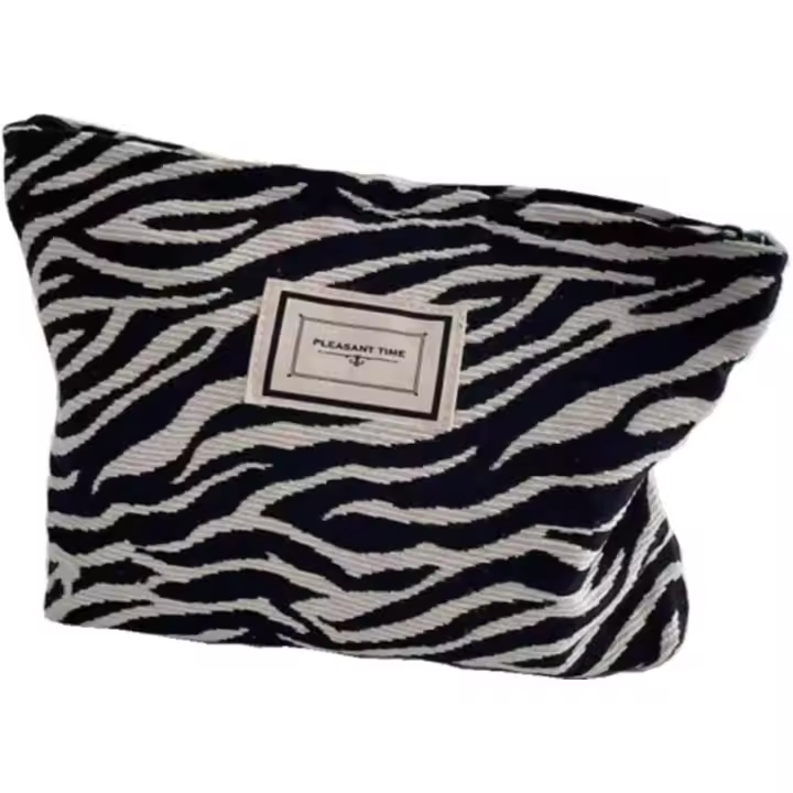 Bolsa de Cosméticos de Lona Neceser de Lona para Cosméticos con Estampados de Cebra Gran Capacidad, Adecuado para Viajes y Almacenamiento de Mujeres, Holidays and Everyday Life., Negro y Blanco - 1